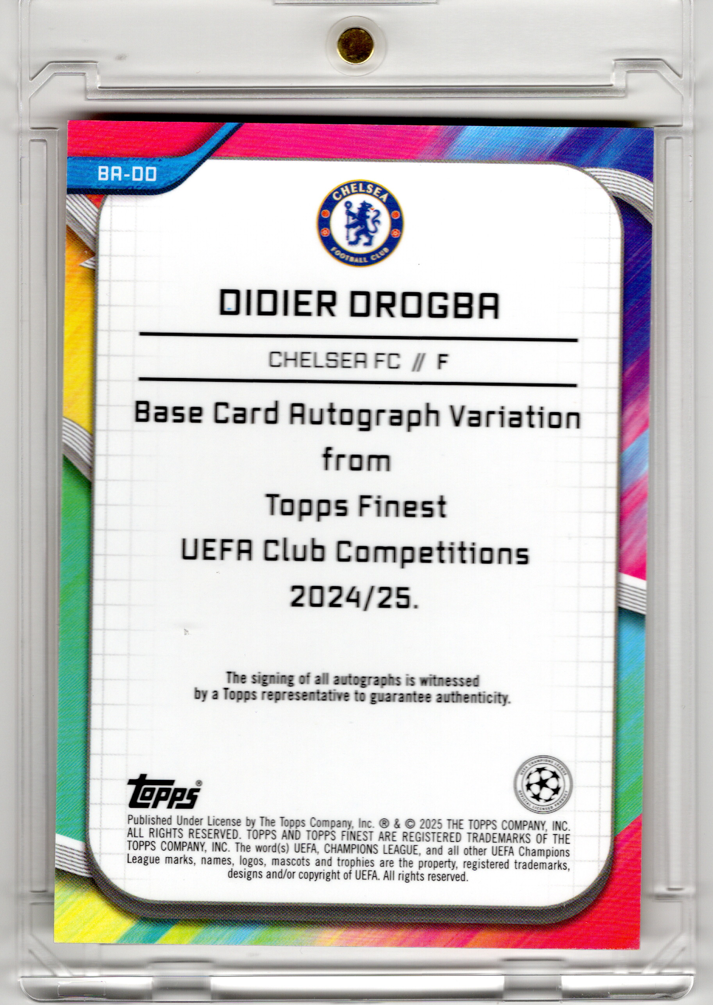 2024-25 Topps Finest UCC Orange Wave Auto Didier Drogba /25 Chelsea FC