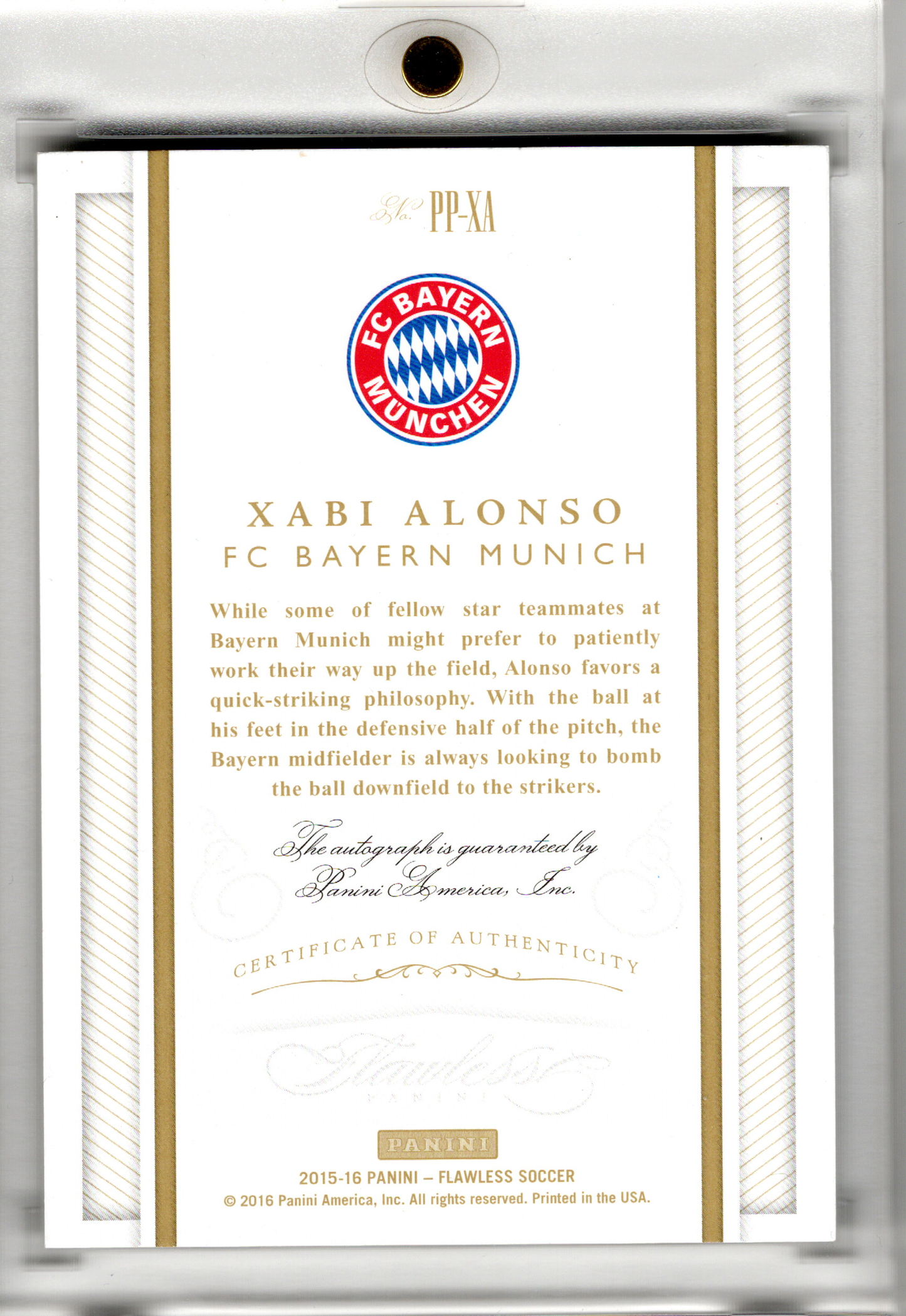 2015-16 Panini Flawless Soccer Pitch Perfect Auto Xabi Alonso /25 FC Bayern
