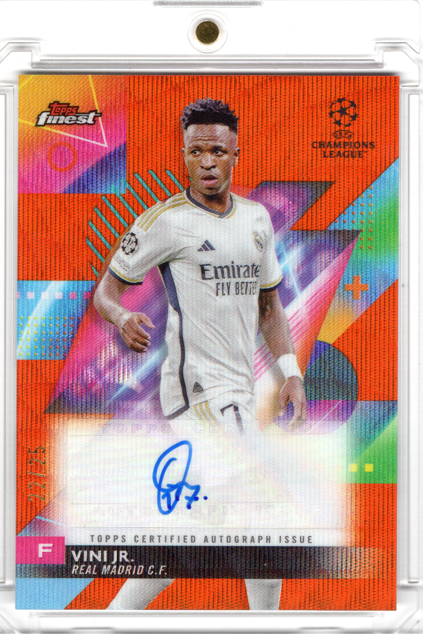 2023-24 Topps Finest UCC Orange Wave Auto Vini Jr. /25 Real Madrid