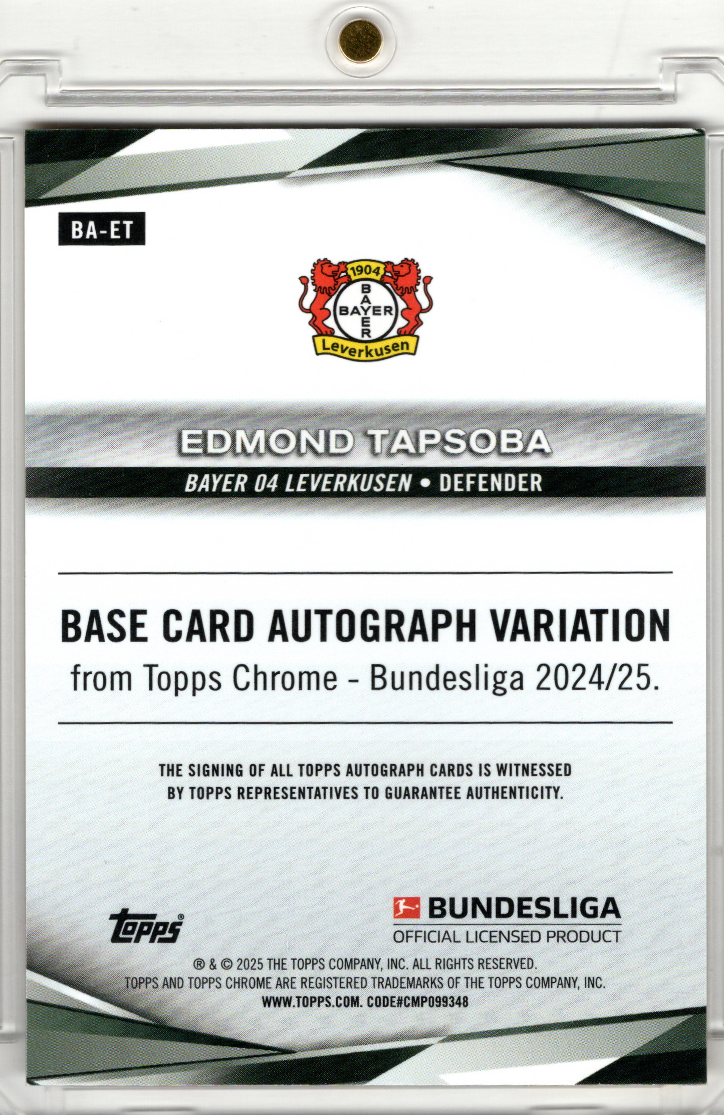 2024-25 Topps Chrome Bundesliga Gold Lava Auto Edmond Tapsoba /50 Bayer 04 Leverkusen