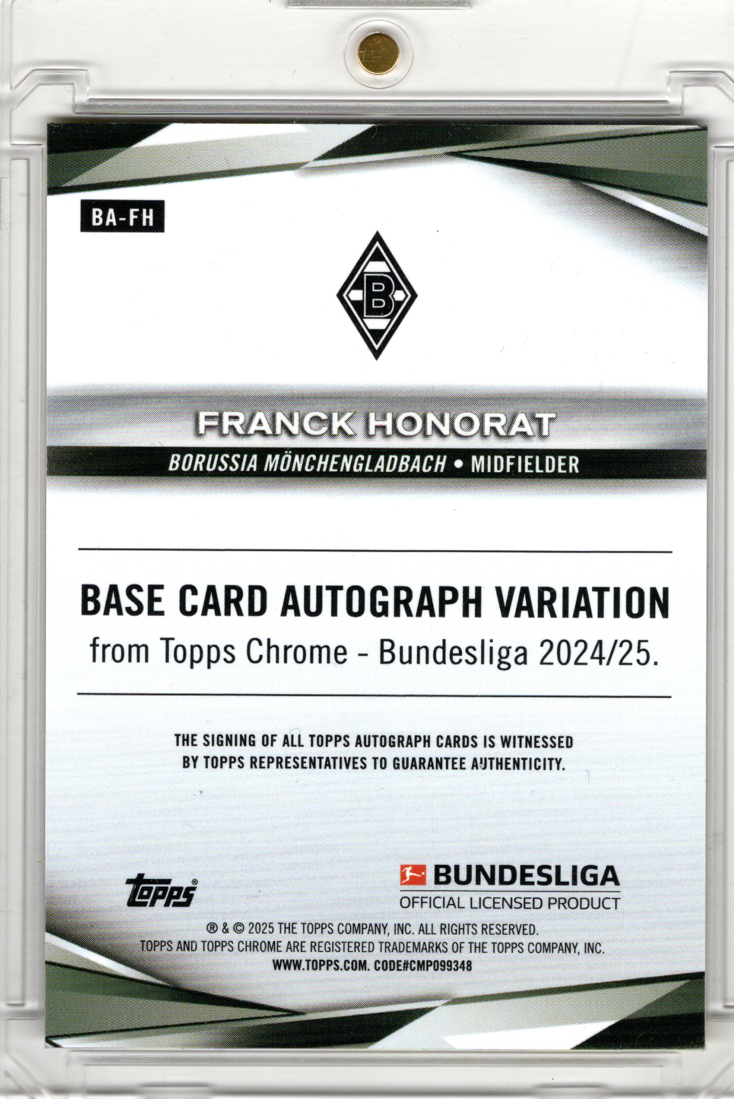 2024-25 Topps Chrome Bundesliga Yellow Auto Franck Honorat /75 Borussia Mönchengladbach