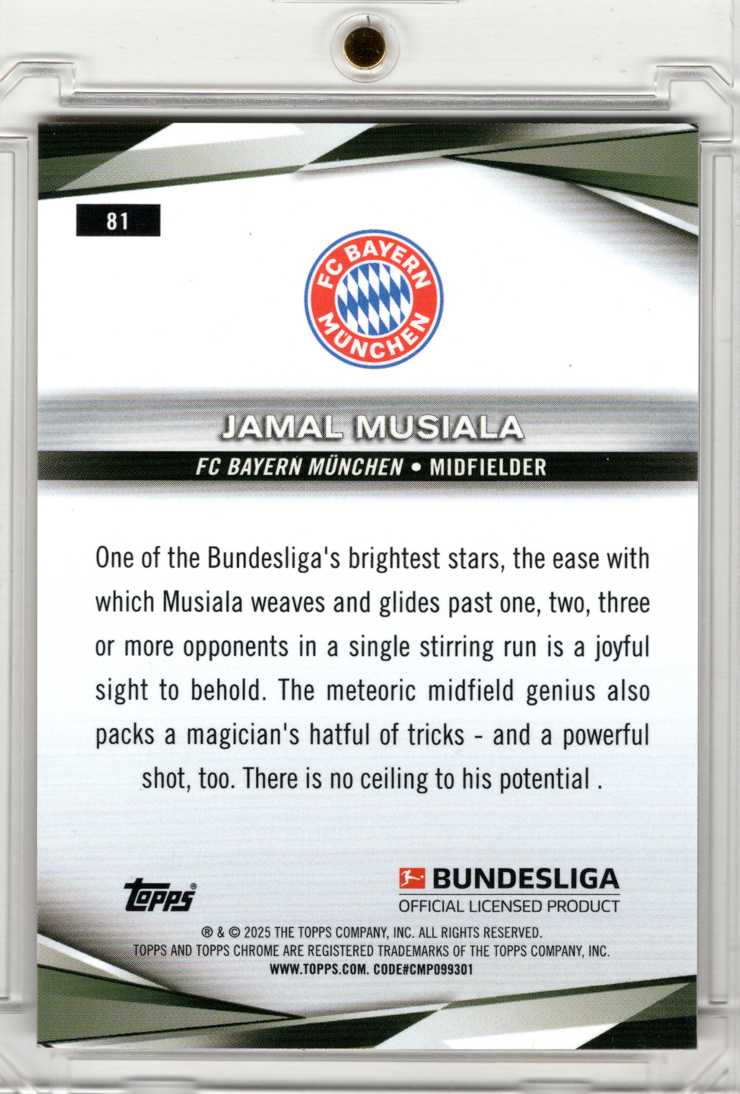 2024-25 Topps Chrome Bundesliga Gold Refractor Jamal Musiala /50 FC Bayern