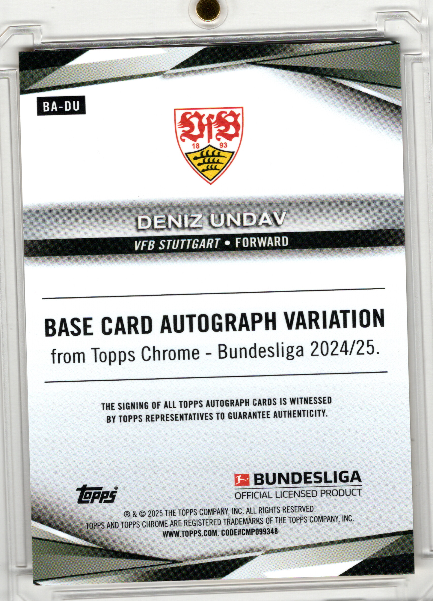 2024-25 Topps Chrome Bundesliga Gold Refractor Auto Deniz Undav /50 VfB Stuttgart