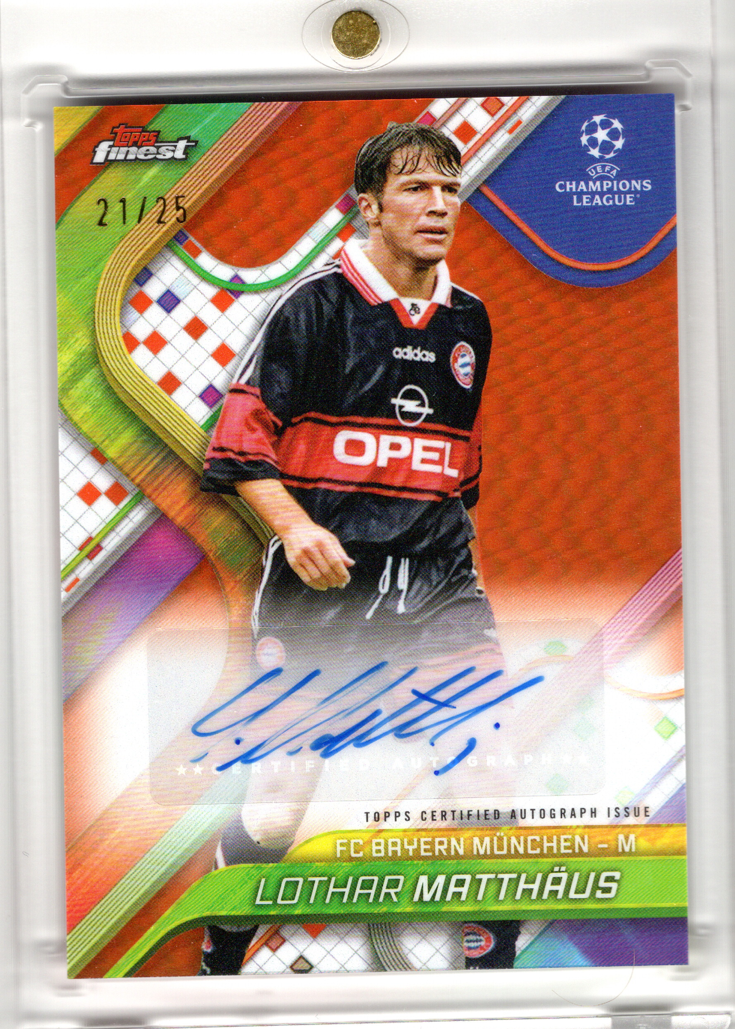 2024-25 Topps Finest UCC Orange Refractor Auto Lothar Matthäus /25 FC Bayern München
