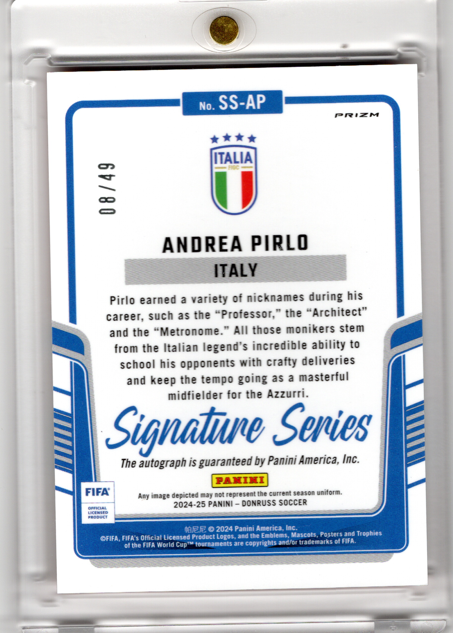 2024-25 Panini Donruss Soccer Signature Red Andrea Pirlo /49 Italien