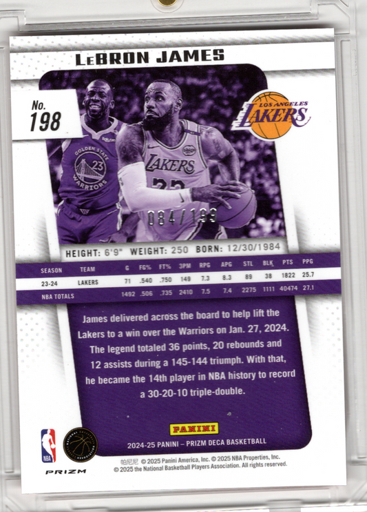 2024-25 Panini Prizm Deca Red Lebron James 84/199 Los Angeles Lakers