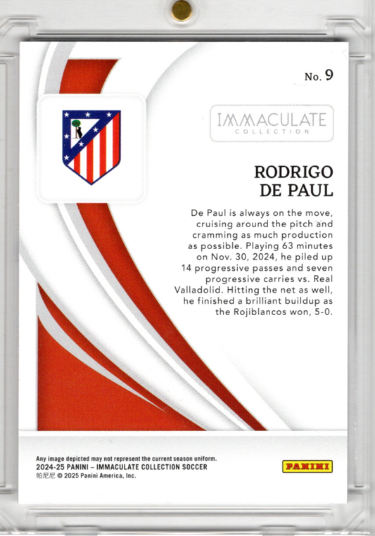 2024-25 Panini Immaculate Soccer Blue Rodrigo De Paul 22/25 Atletico Madrid