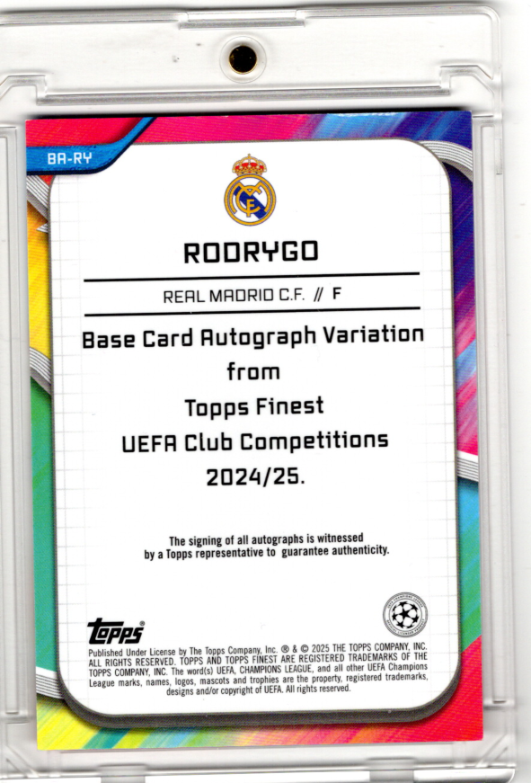 2024-25 Topps Finest UCC Red Wave Auto Rodrygo 5/5 Real Madrid