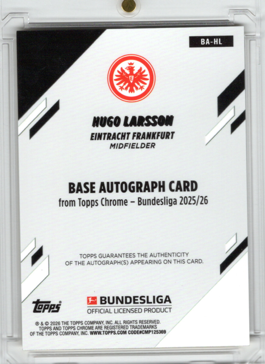 2025-26 Topps Chrome Bundesliga Hugo Larsson Gold Wave Refractor Auto 42/50 Eintracht Frankfurt