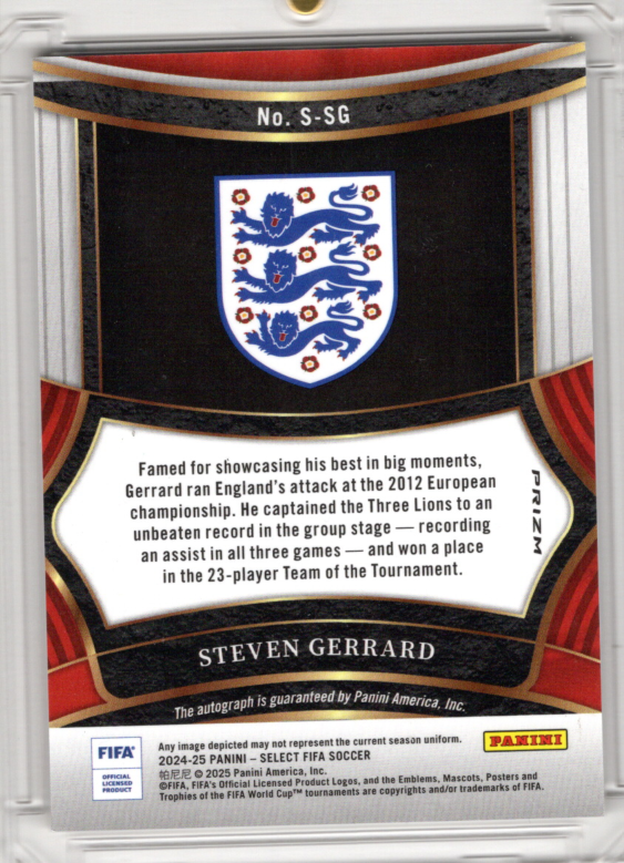 2024-25 Panini Select FIFA Signatures Silver Prizm Steven Gerrard Auto England