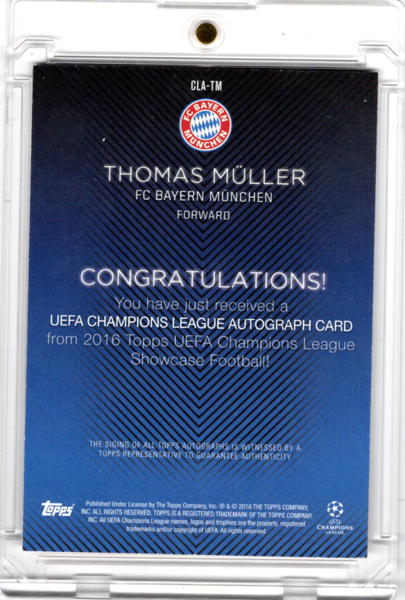 2016 Topps Showcase Champions League Auto Thomas Müller FC Bayern München