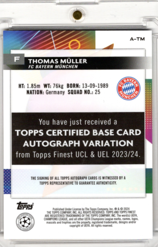 2023-24 Topps Finest UCC Gold Refractor Auto Thomas Müller 16/50 Bayern München