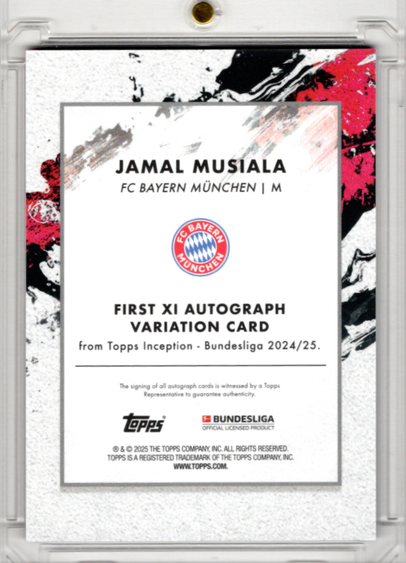 2024-25 Topps Inception Bundesliga First XI Variation Auto Purple Jamal Musiala 19/49 FC Bayern