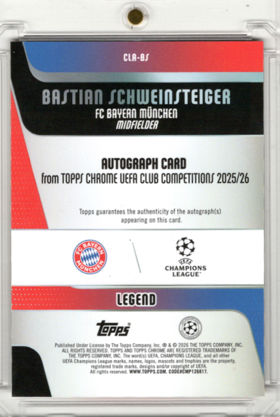 2025-26 Topps Chrome UCC Gold Geometric Refractor Auto Bastian Schweinsteiger 18/50 FC Bayern