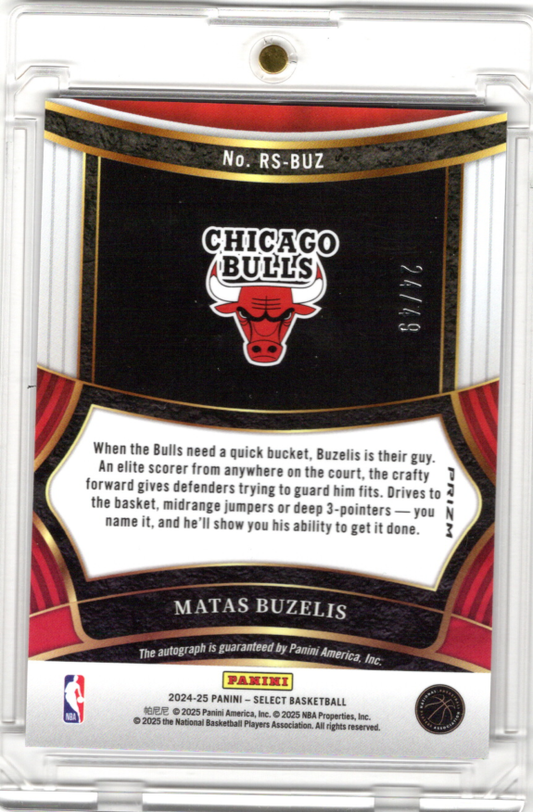 2024-25 Panini Select Rookie Signature Auto Blue Matas Buzelis 24/49 Chicago Bulls