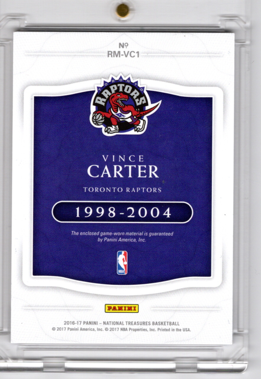 2016-17 Panini National Treasures Patch Prime Vince Carter 19/25 Toronto Raptors