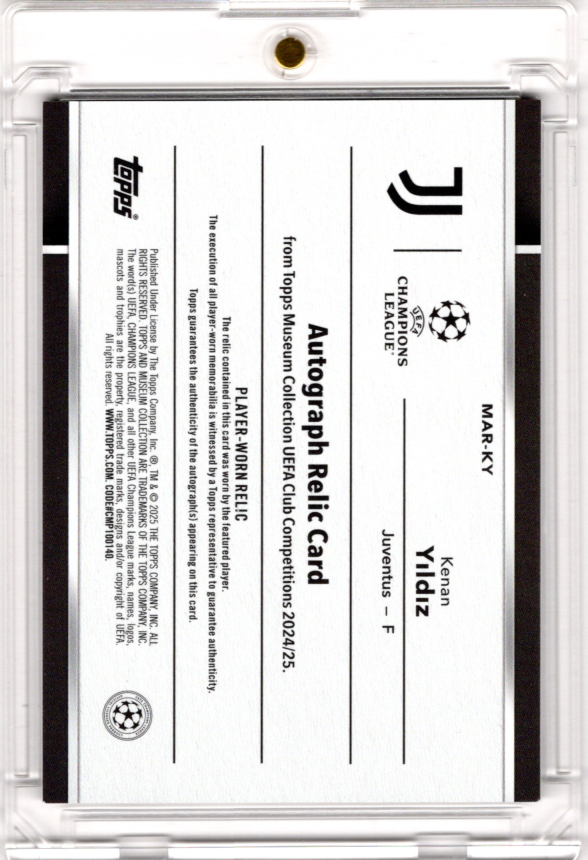 2024-25 Topps Museum Collection UCC Auto Jersey Relic Kenan Yildiz 65/75 Juventus