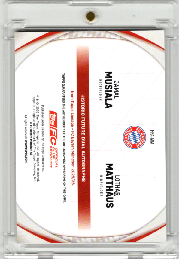 2025-26 Topps Lineage FC Bayern München Dual Auto Jamal Musiala/ Lothar Matthäus 04/10