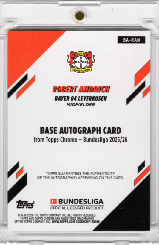 2025-26 Topps Chrome Bundesliga ToppsFractor Auto Robert Andrich 10/52 Bayer 04