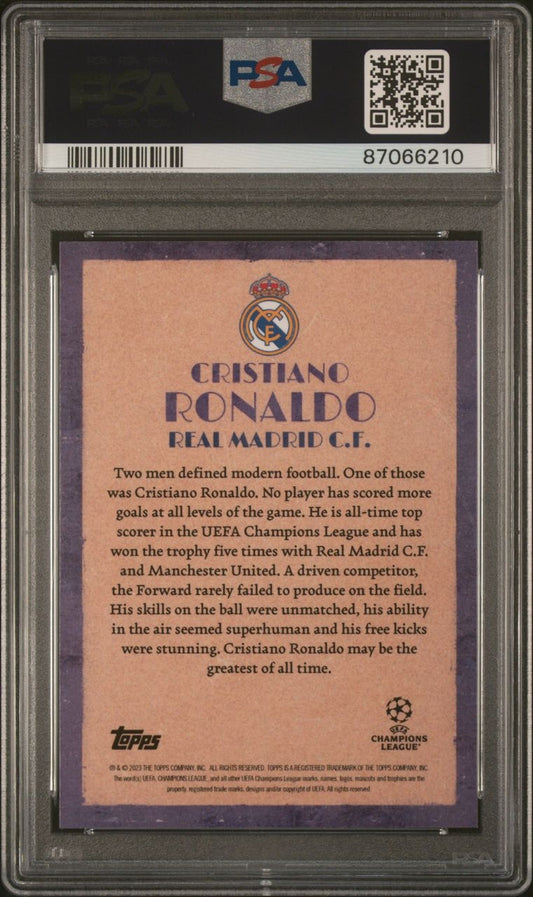2023-24 Topps Deco UCC Cristiano Ronaldo CR7 Artistry PSA 8 Real Madrid
