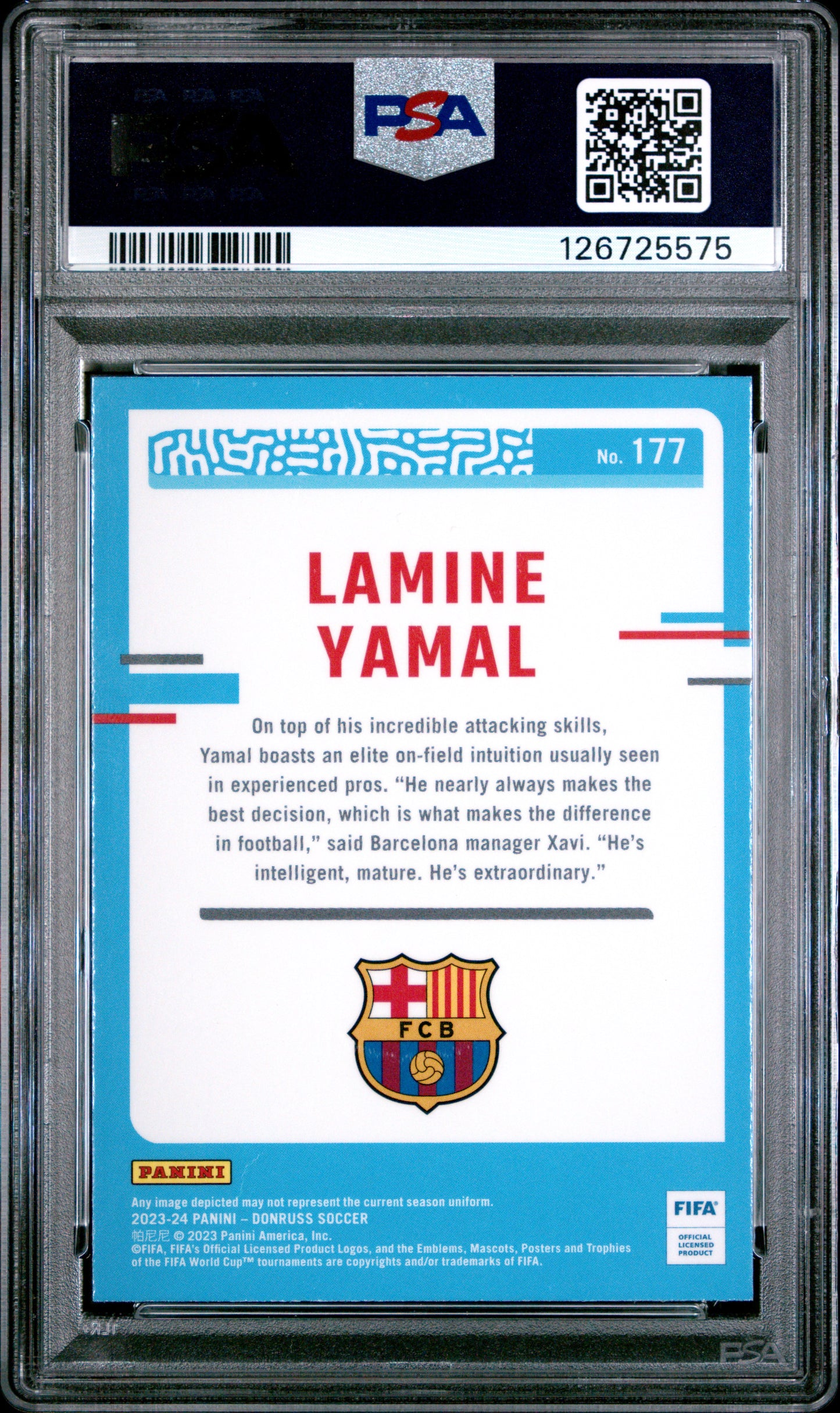 2023-24 Panini Donruss FIFA Optic Rookie Lamine Yamal PSA 10 FC Barcelona