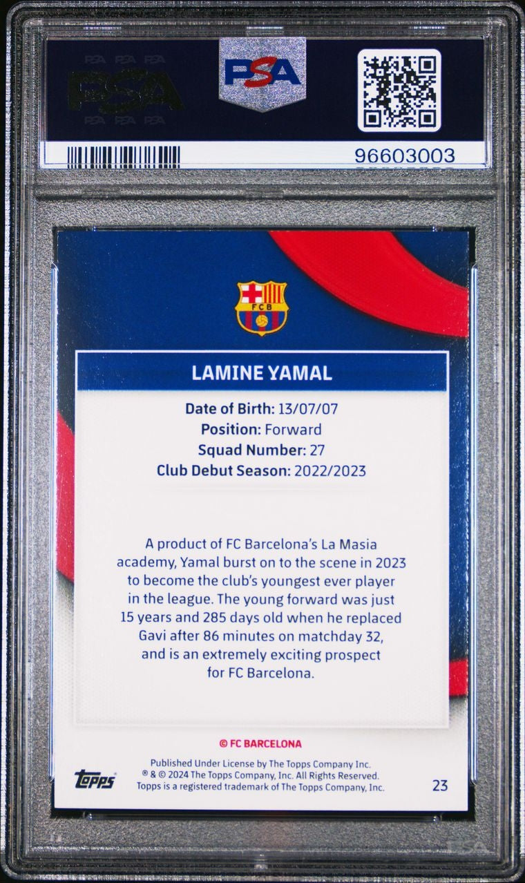 2023-24 Topps FC Barcelona Team Set Blue Lamine Yamal RC Rookie 205/250 PSA 9