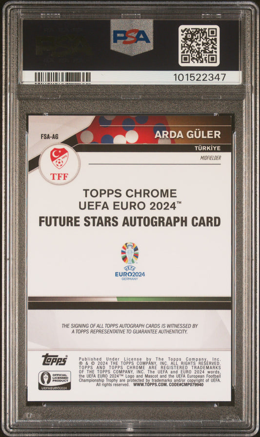 2024 Topps Chrome Sapphire UEFA Euro 24 Future Stars Auto Gold Refractor Arda Güler 14/50 PSA 9 Turkey