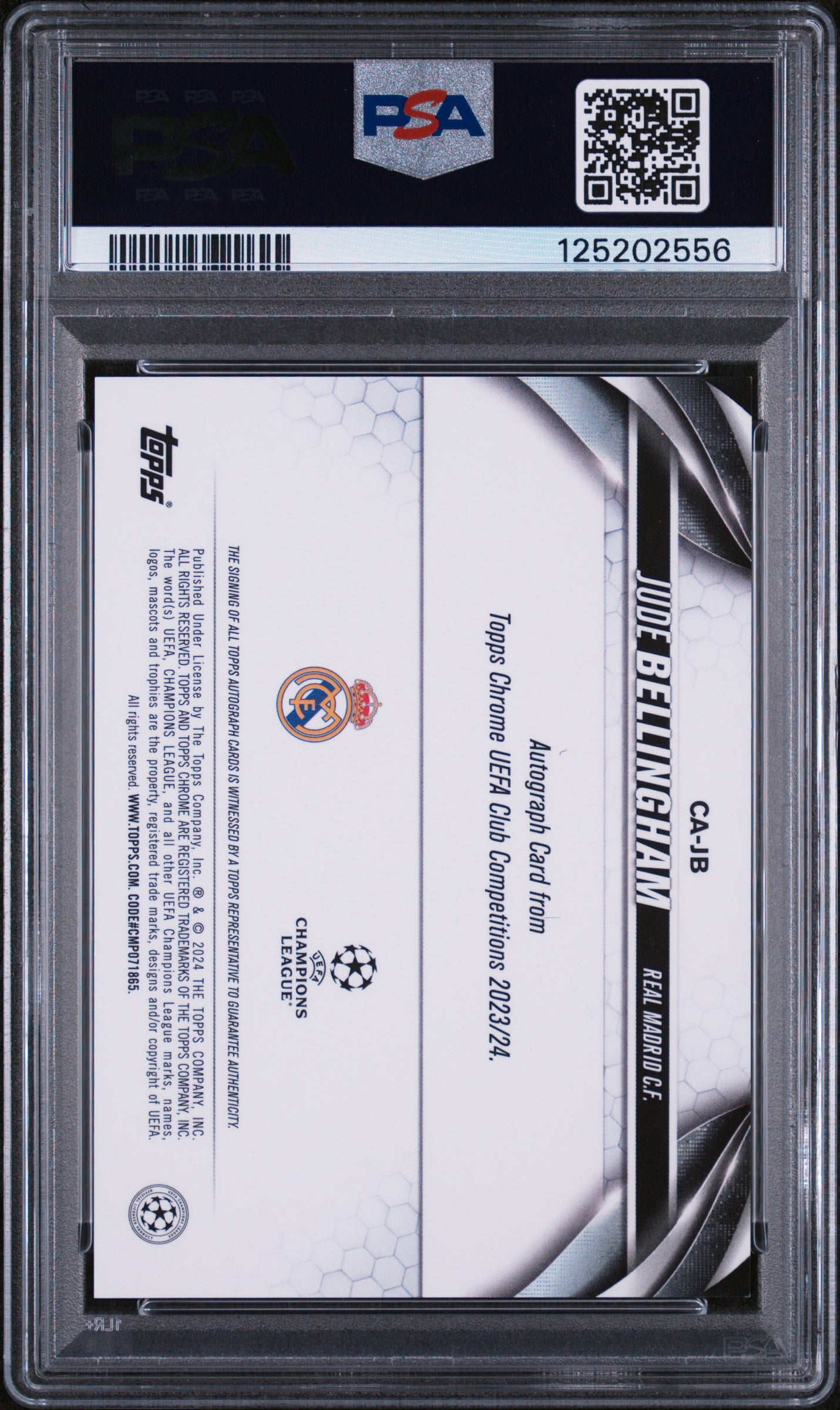 2023-24 Topps Chrome UCC Gold Refractor Auto Jude Bellingham 11/50 PSA 9 Real Madrid
