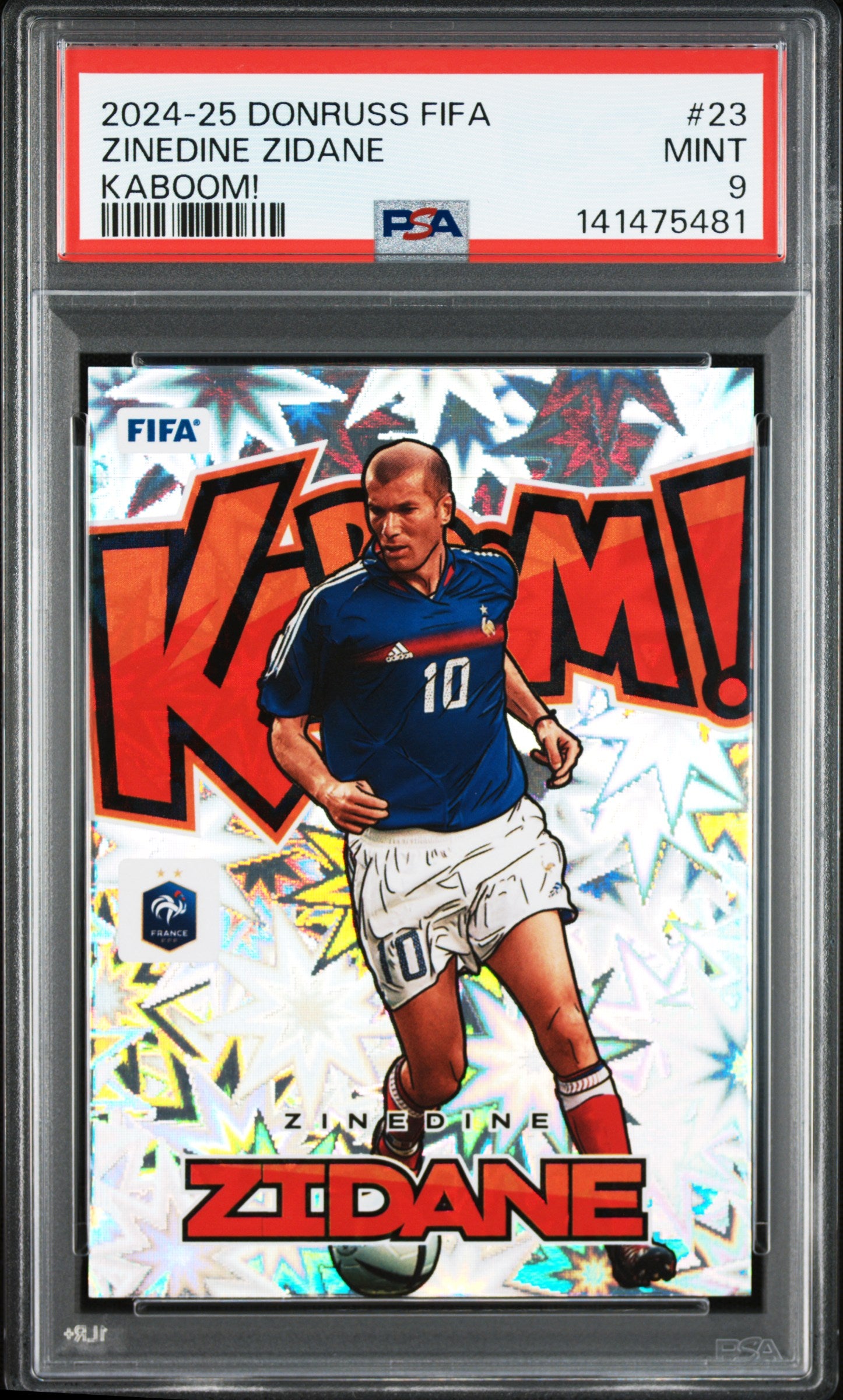 2024-25 Panini Donruss FIFA Kaboom! Zinedine Zidane PSA 9 Karte France.