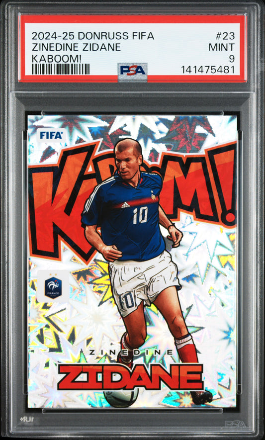 2024-25 Panini Donruss FIFA Kaboom! Zinedine Zidane PSA 9 Karte France.
