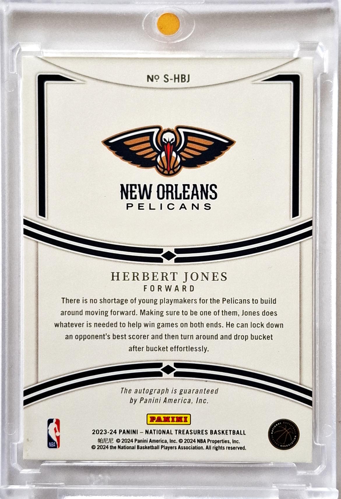 2023-24 Panini National Treasures Signatures Auto Herbert Jones /25