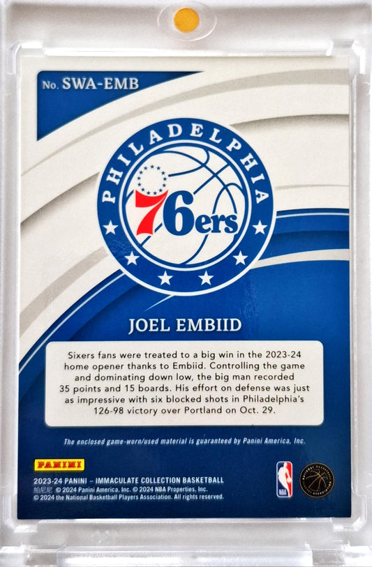 2023-24 NBA Panini Immaculate Swatches Patch Game Worn Joel Embiid /25