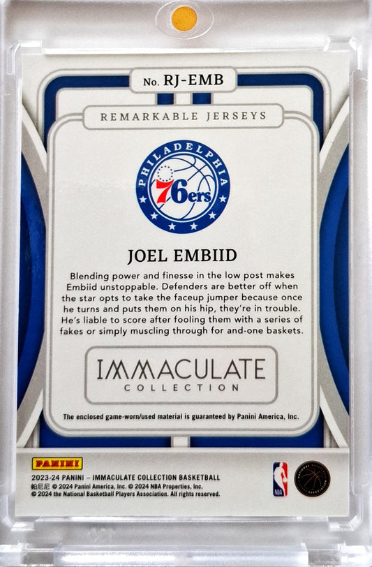 2023-24 NBA Panini Immaculate Remarkable Jerseys Patch Game Worn Joel Embiid /25