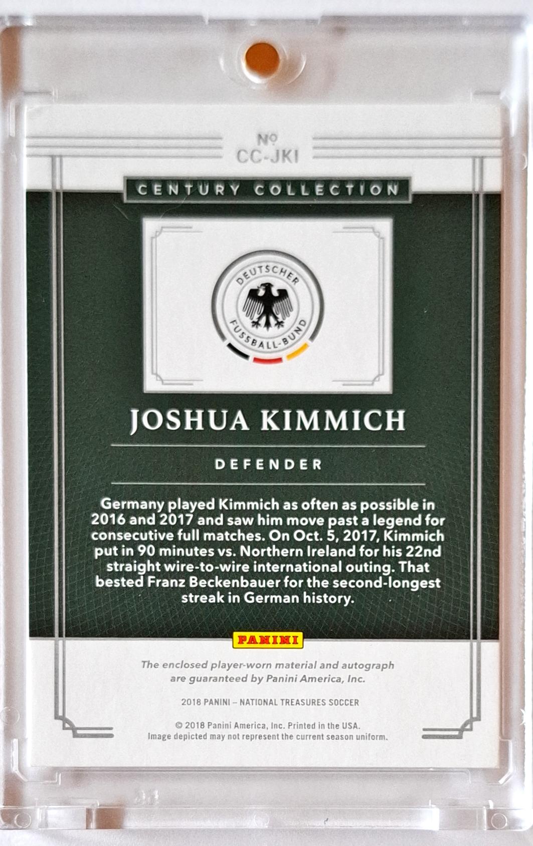 2018 Panini National Treasures Century Collection on Card Auto Patch Joshua Kimmich /25