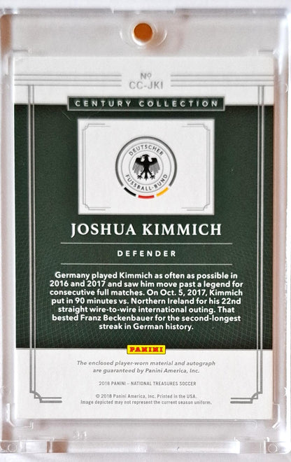 2018 Panini National Treasures Century Collection on Card Auto Patch Joshua Kimmich /25