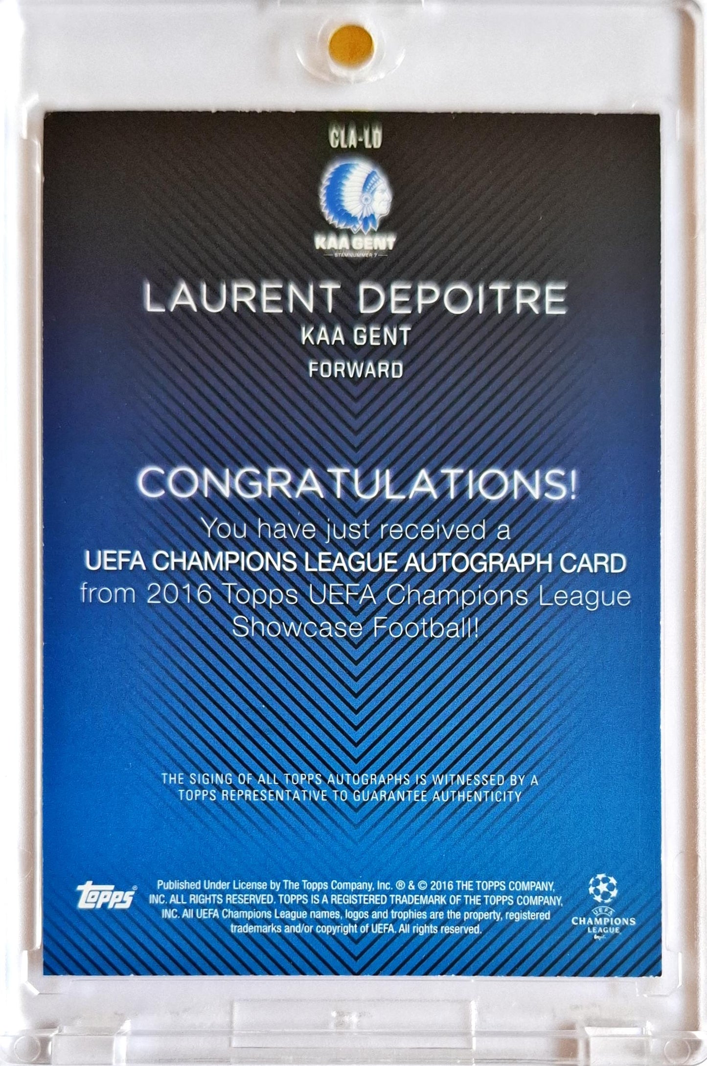 2016 Topps Showcase UCL Autograph Auto Laurent Depoitre