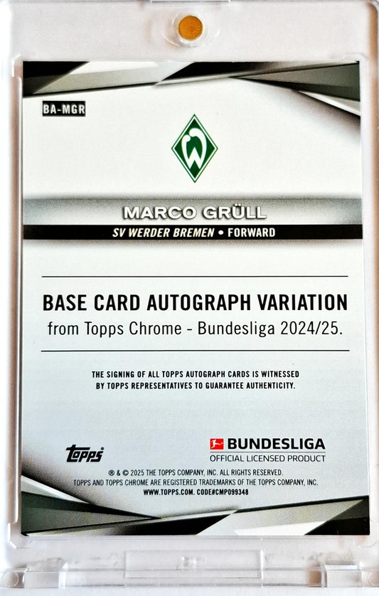 2024-25 Topps Chrome Bundesliga Orange Auto Marco Grüll RC Rookie /25 Werder Bremen