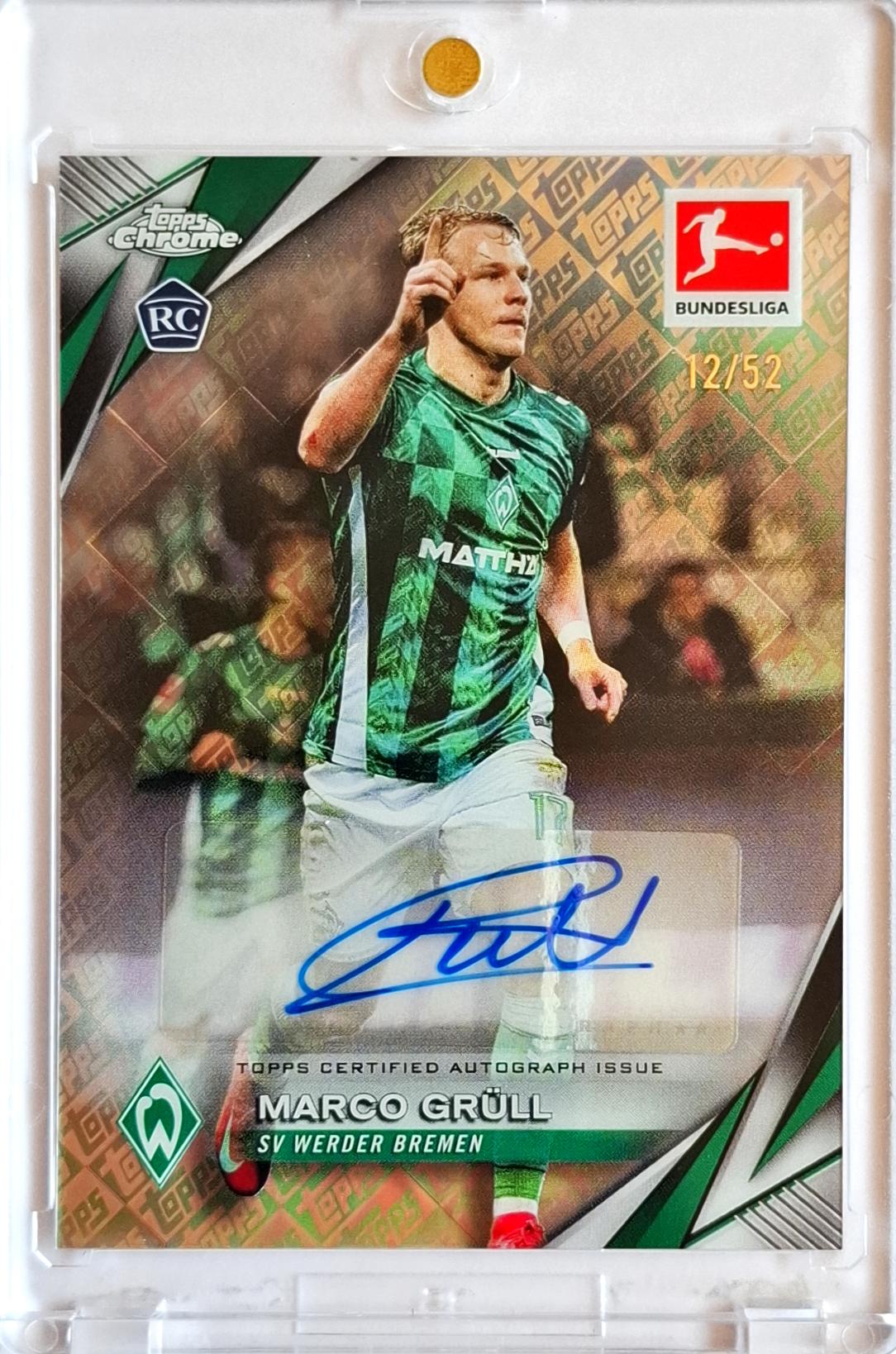 2024-25 Topps Chrome Bundesliga Auto Marco Grüll RC Rookie /52 Werder Bremen