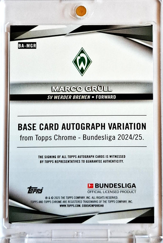 2024-25 Topps Chrome Bundesliga Black Auto Marco Grüll RC Rookie /10 Werder Bremen