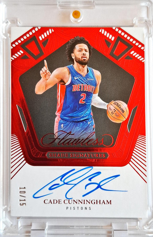 2024-25 Panini Flawless Shade Signatures Ruby Cade Cunningham Auto /15 Detroit Pistons