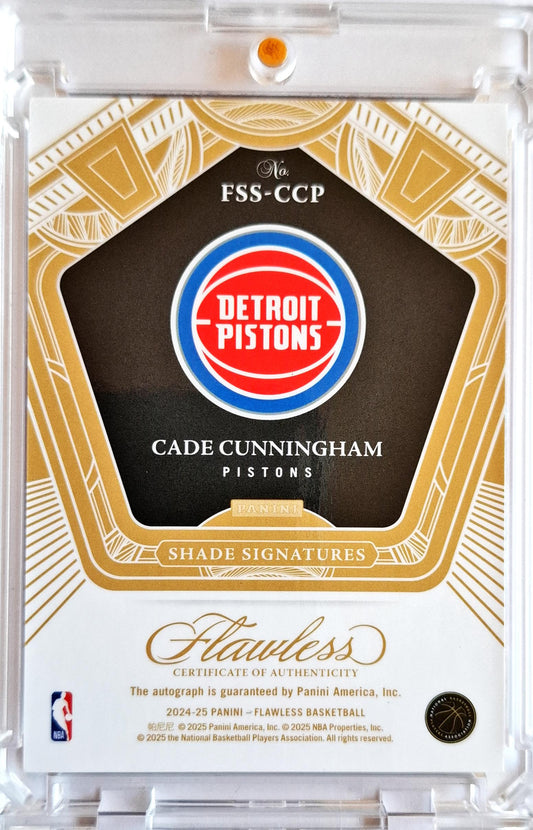 2024-25 Panini Flawless Shade Signatures Ruby Cade Cunningham Auto /15 Detroit Pistons