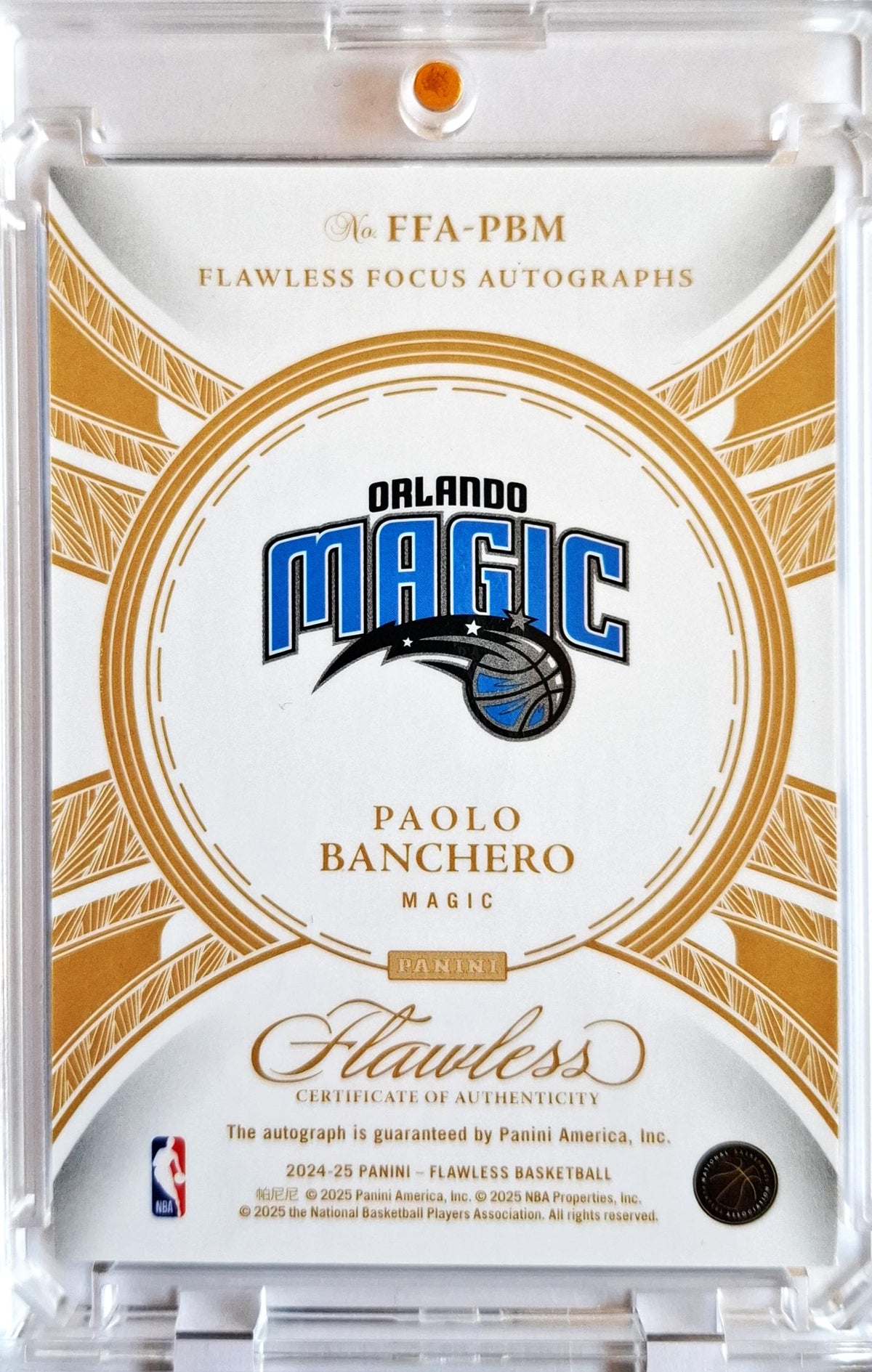 2024-25 Panini Flawless Focus Autograph Paolo Banchero Auto 7/8 SSP Orlando Magic