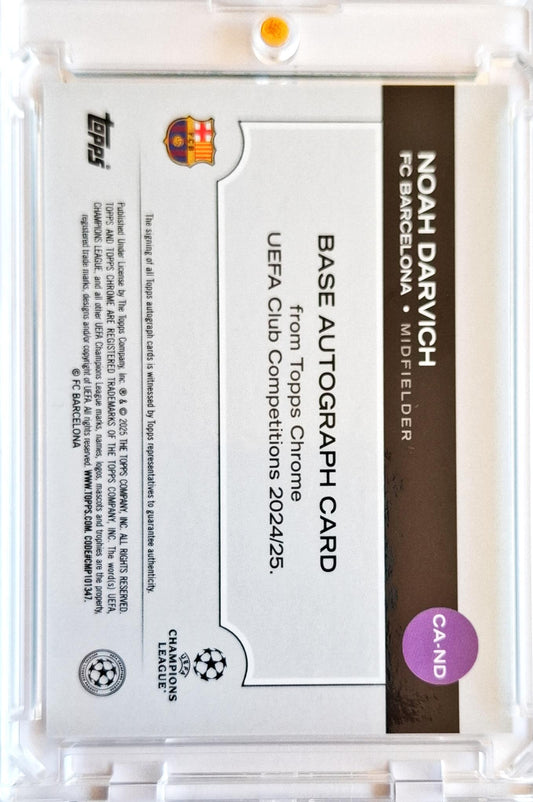 2024-25 Topps Chrome UCC Aqua Noah Darvich Auto RC Rookie /199 FC Barcelona