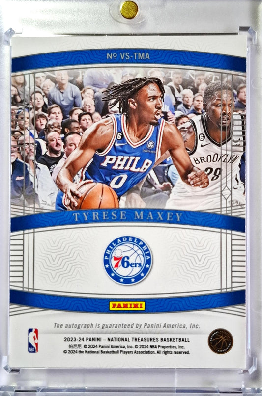 2023-24 Panini National Treasures Viewpoint Tyrese Maxey Auto 04/24 Philadelphia 76ers