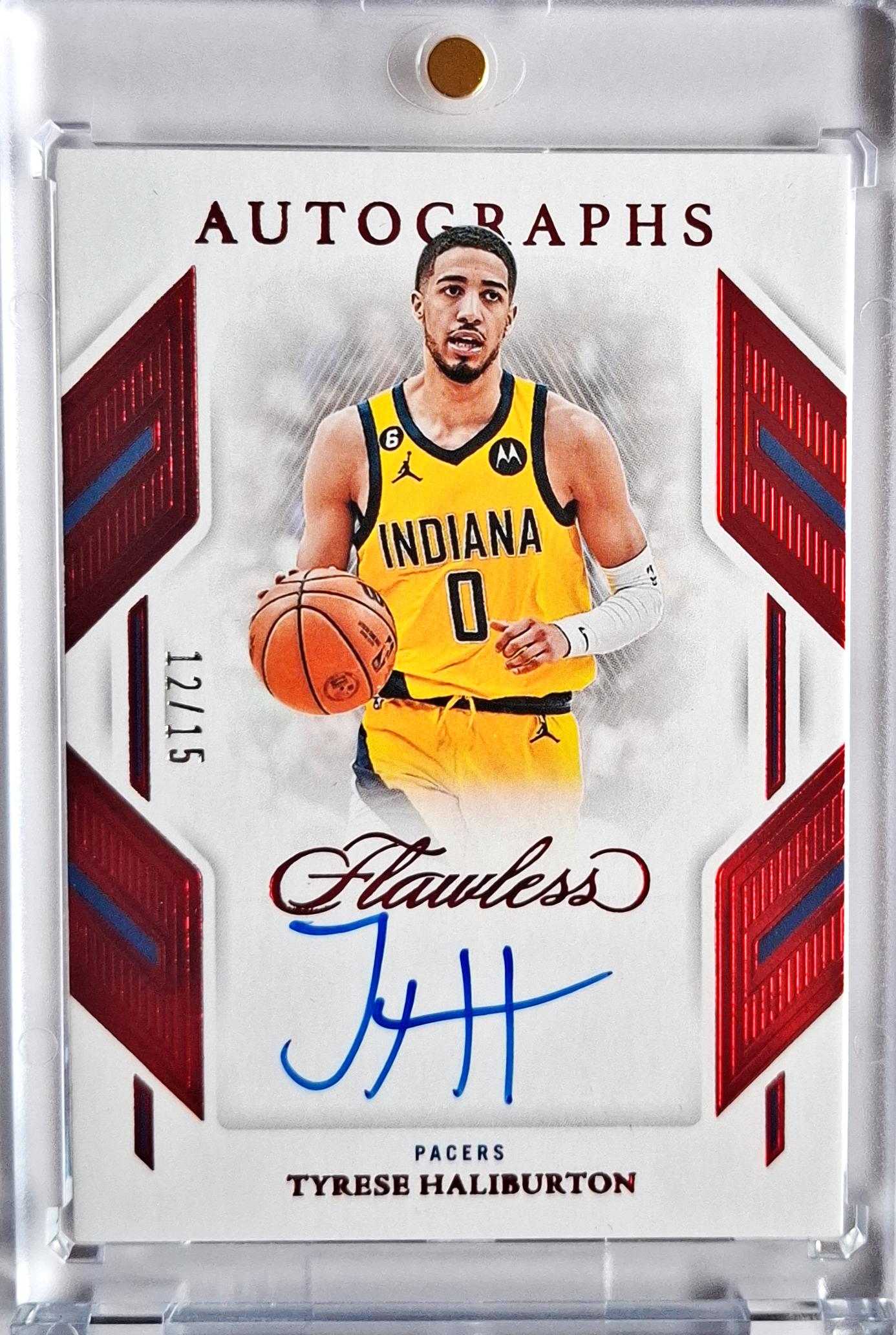2022-23 Panini Flawless Autographs Ruby Tyrese Haliburton Auto Karte 12/15 Indiana Pacers.