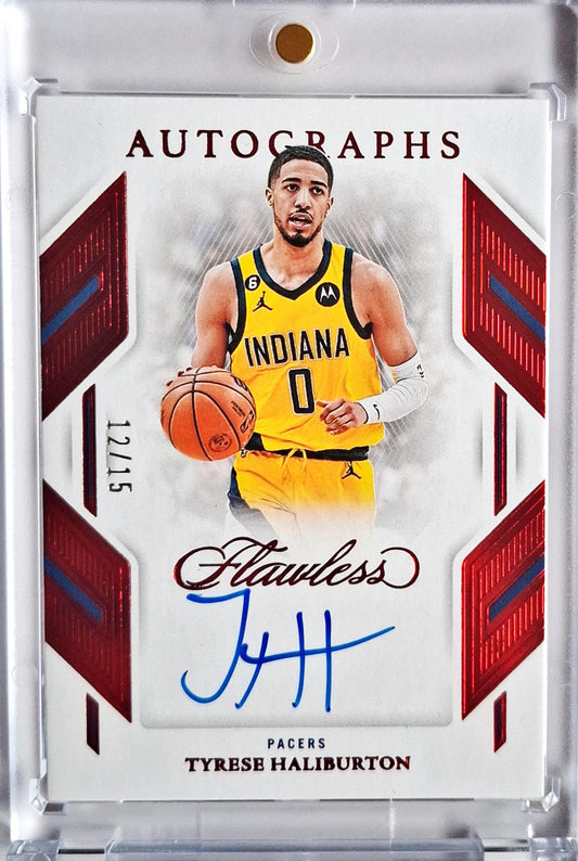 2022-23 Panini Flawless Autographs Ruby Tyrese Haliburton Auto Karte 12/15 Indiana Pacers.