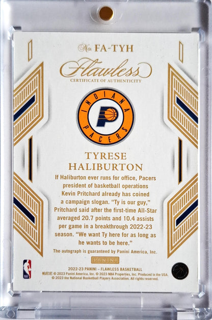 2022-23 Panini Flawless Autographs Ruby Tyrese Haliburton Auto 12/15 Indiana Pacers