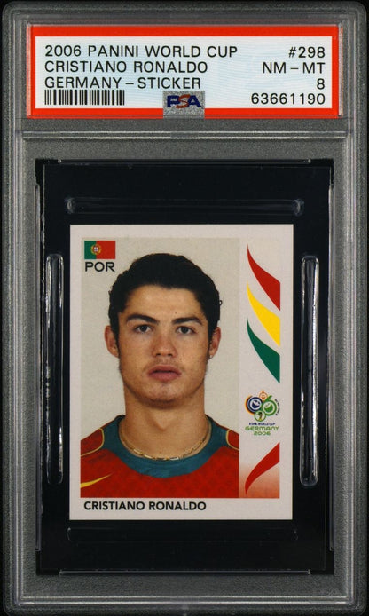 2006 Panini World Cup Germany Cristiano Ronaldo Sticker #298 Portugal PSA 8