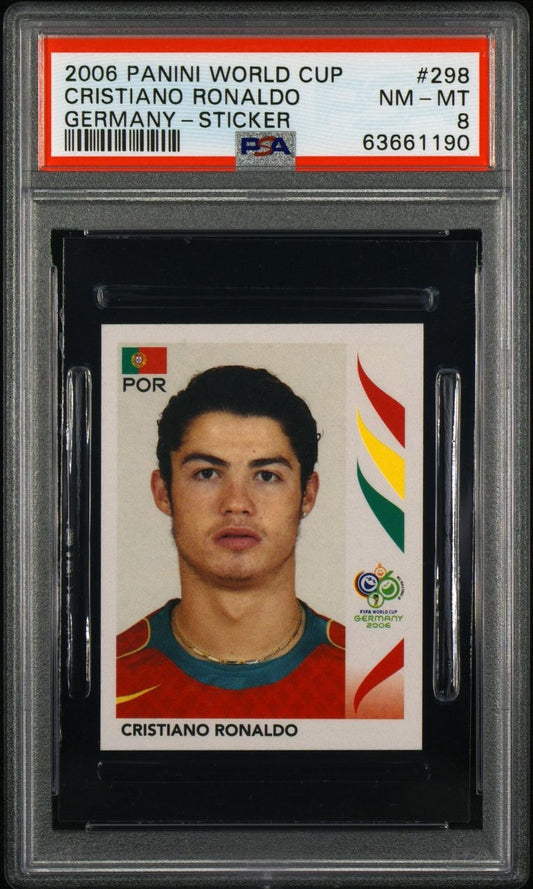 2006 Panini World Cup Germany Cristiano Ronaldo Sticker #298 Portugal PSA 8