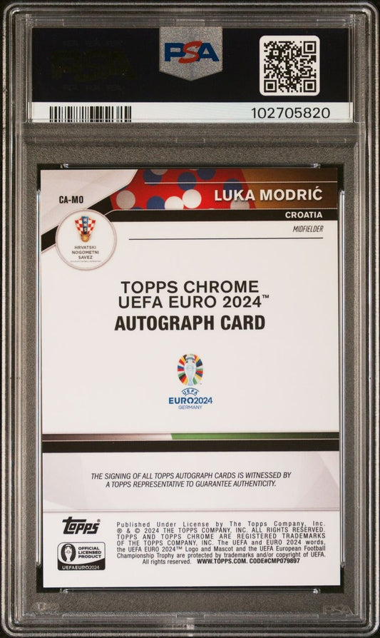 2024 Topps Chrome Uefa Euro Autograph Gold Refractor Luka Modric Auto 13/50 PSA 10 Kroatien